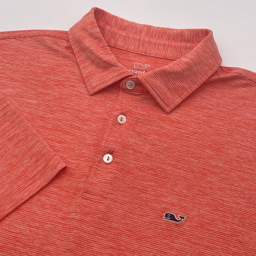 Vineyard Vines Performance Polo Mens Large Orange Heather Space Dye Golf Shirt
